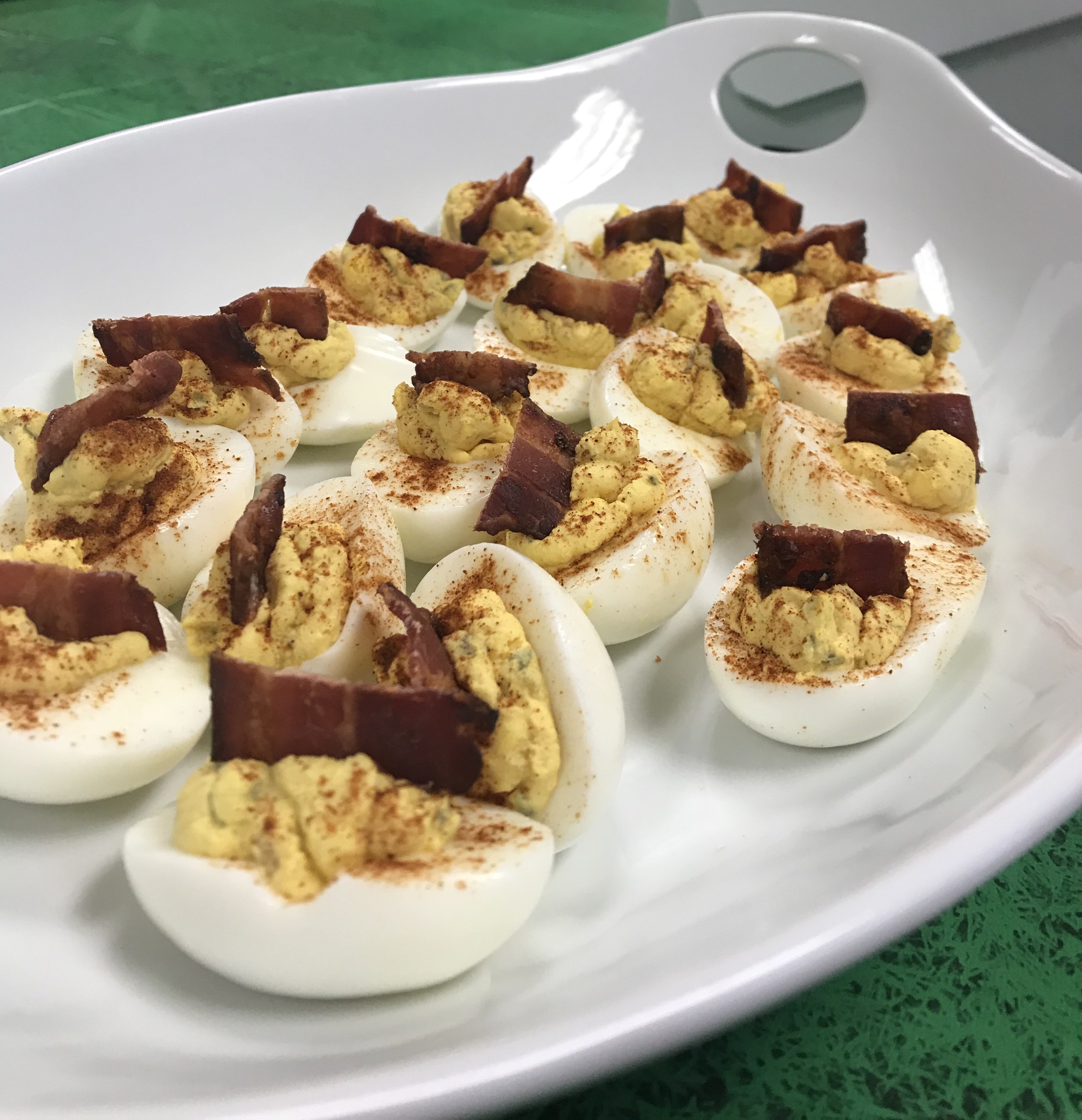 sweet and spicy deviled eggs keto friendly