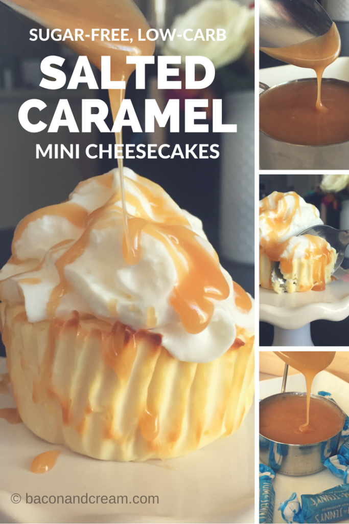 Sugar Free Low Carb Salted Caramel Mini Cheesecake Recipe by Bacon and Cream