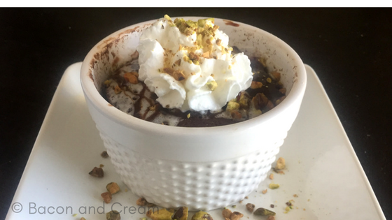 Low carb sugar free pistachio chocolate mug cake