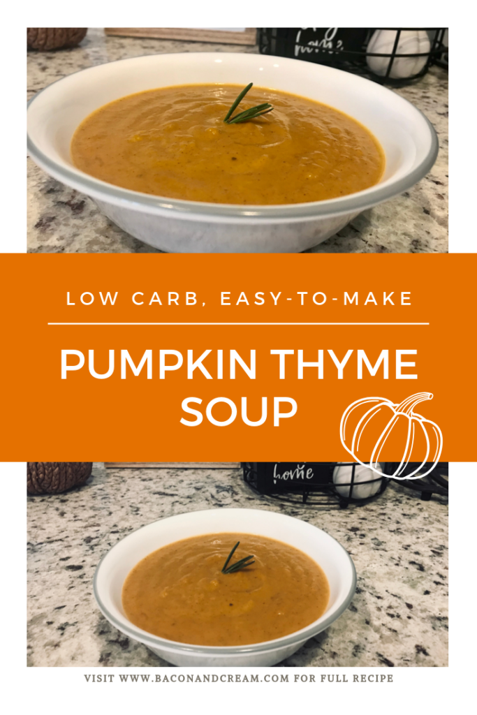 low carb keto easy pumpkin thyme soup recipe
