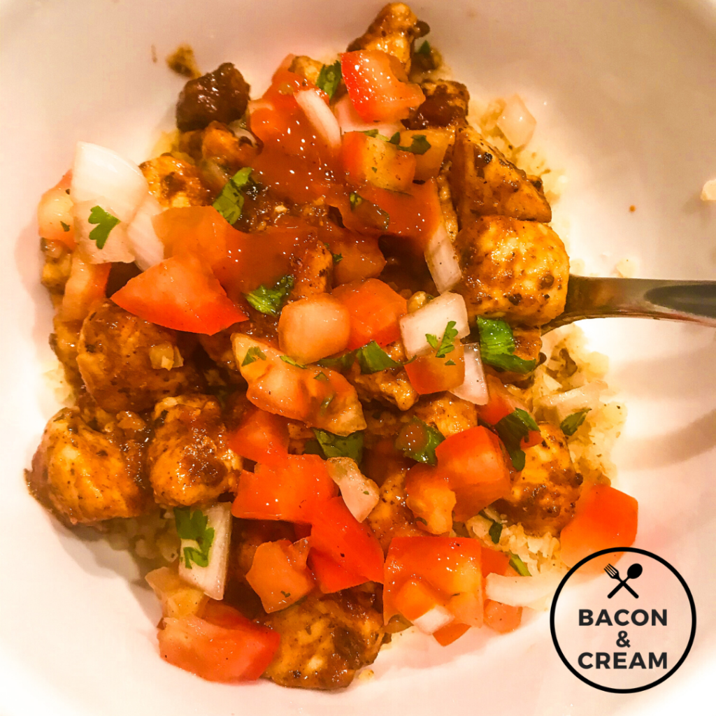 keto chicken taco bowls recipe by Bacon and Cream
